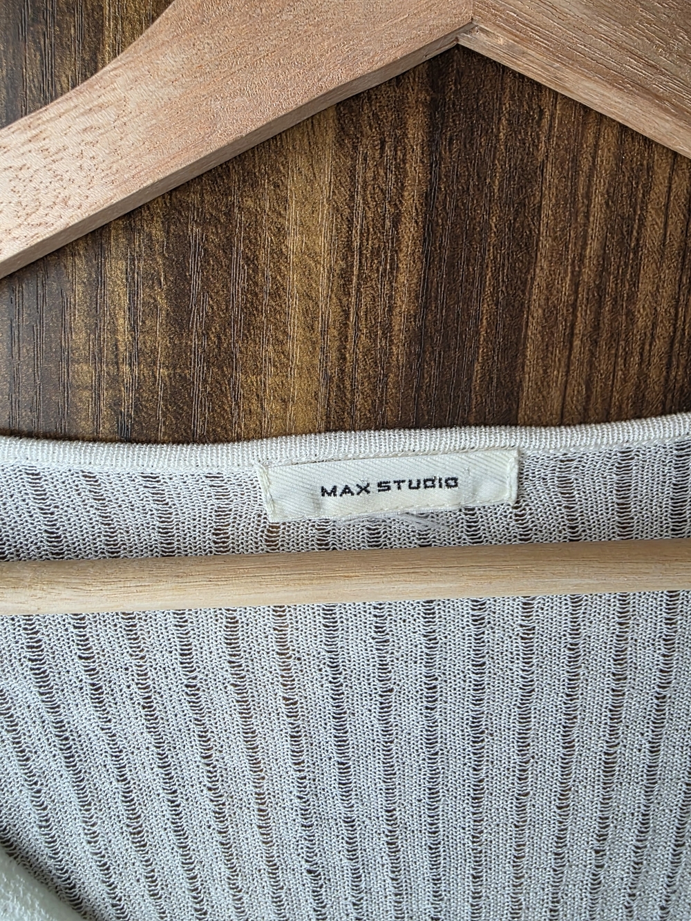 Max Studio Cream V-Neck Ribbed Button-Front Sweater - Picture 9 of 11
